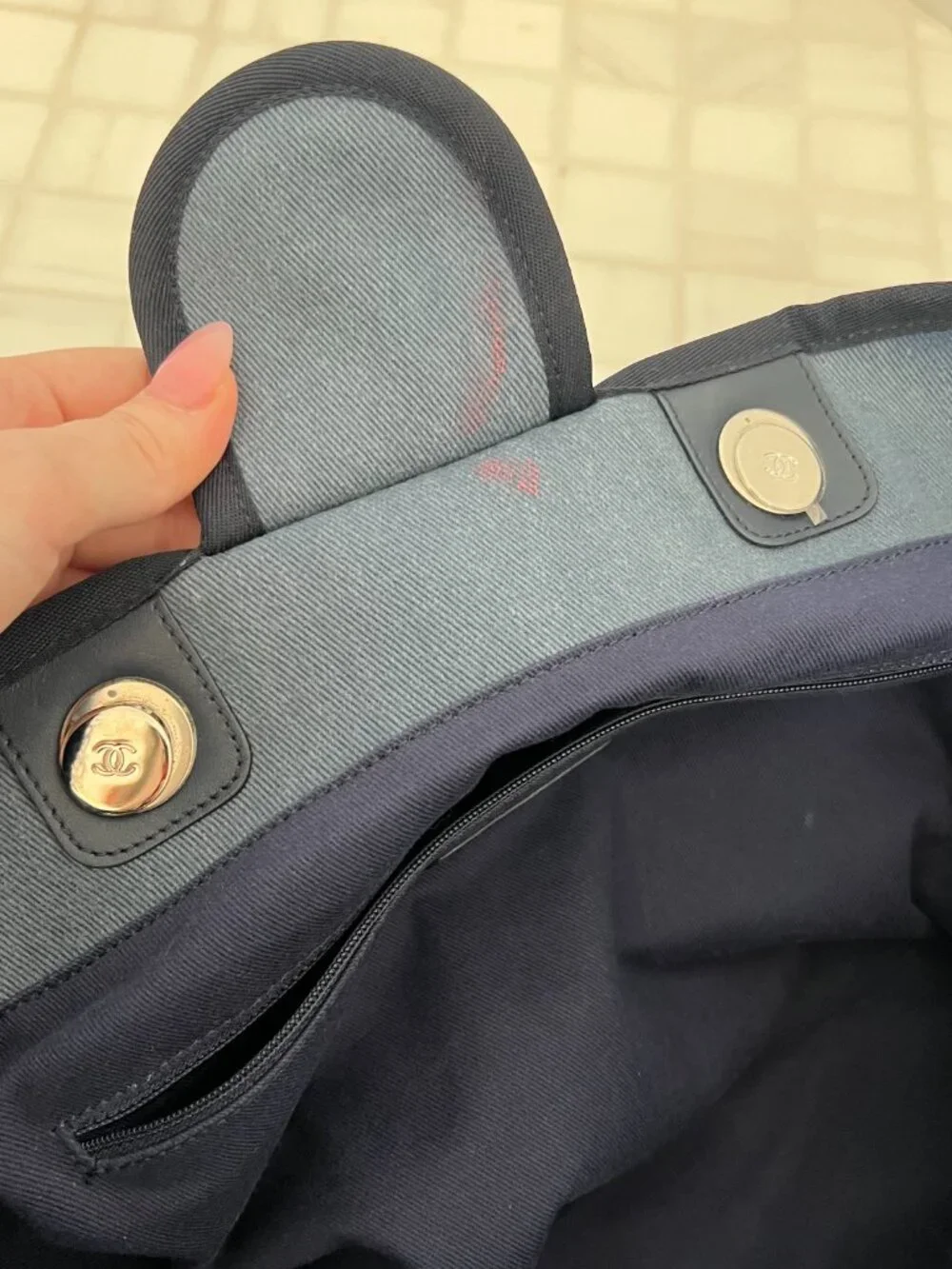 Chanel Blue Sequins canvas tote  Deauville large size - Picture 16 of 17